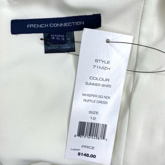 French Connection Whisper Square Neck Ruffle Dress size 12 - Picture 7 of 8